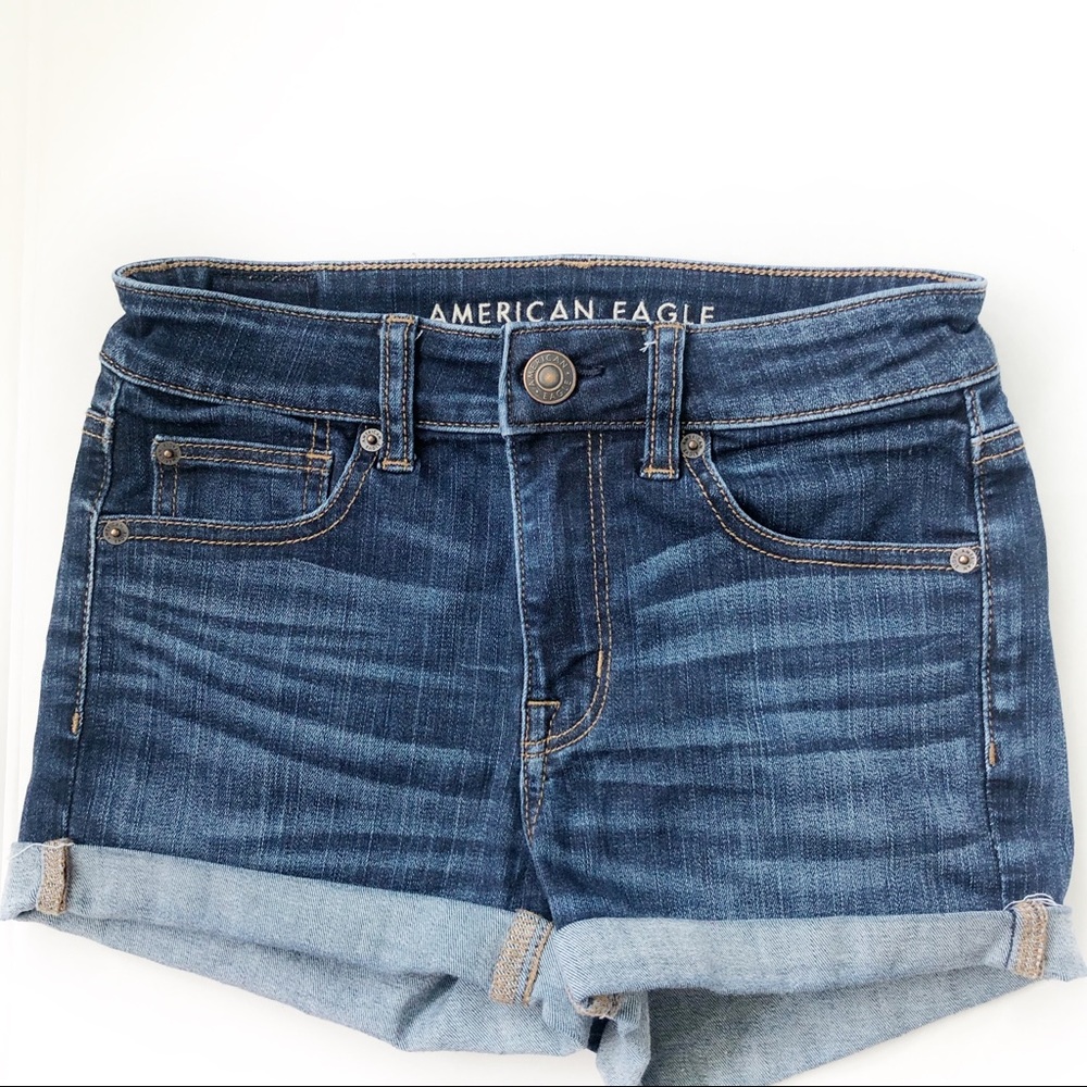 American Eagle Hi Rise Shortie Jean Shorts sz 2